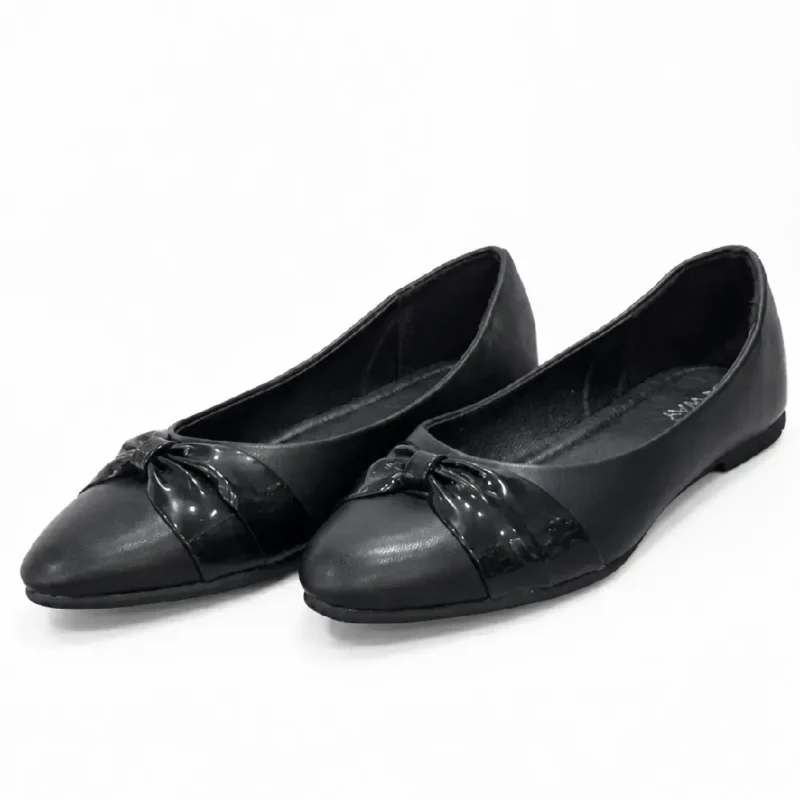 Black Imported Material Bow Girls School Shoes XWAY-44102