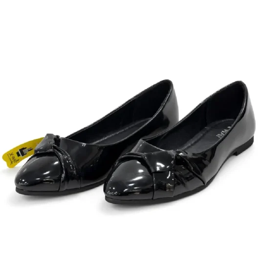 Black Imported Material Glossy Girls School Shoes XWAY-44101