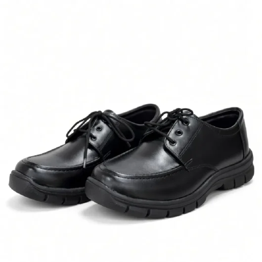 Black Imported Material Laces Kids School Shoes XWAY-6042