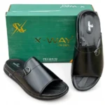 Black Medicated Material Buckle Slipper XWAY-01