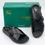 Black Medicated Material Cross Slipper XWAY-08