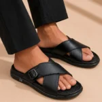 Black Medicated Material Cross Slipper XWAY-08