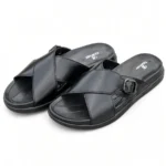 Black Medicated Material Cross Slipper XWAY-08