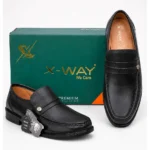 Black Medicated Material Leather Shoes XWAY-18011