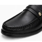 Black Medicated Material Leather Shoes XWAY-18011
