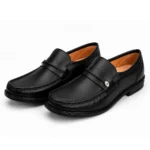 Black Medicated Material Leather Shoes XWAY-18011