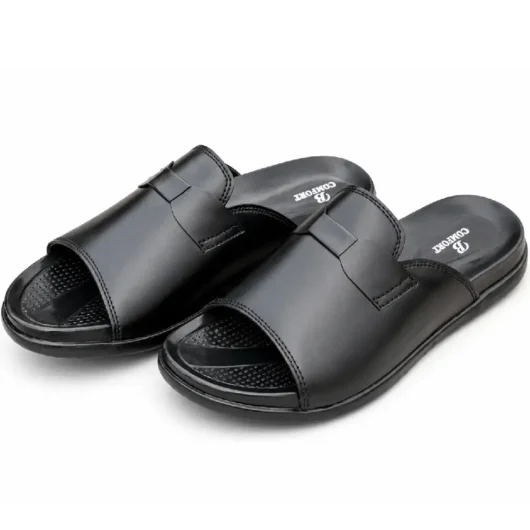 Black Medicated Material Plain Slipper XWAY-04