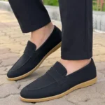 Black Suede Leather Plain Loro Piana Shoes XWAY-1902