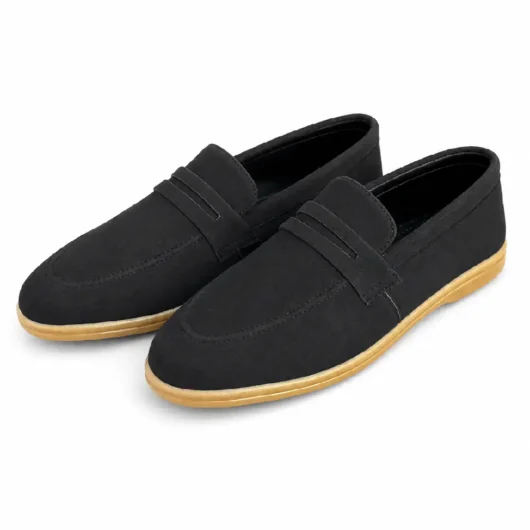 Black Suede Leather Plain Loro Piana Shoes XWAY-1902