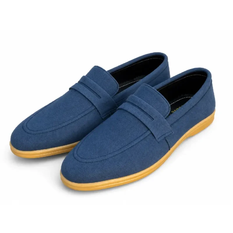Blue Suede Leather Plain Loro Piana Shoes XWAY-1902