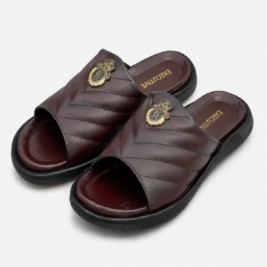 Brown Imported Material Buckle Slipper - XWAY-1101