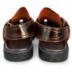 Brown Leather Material Cross Peshawari Chappal XWAY-7101