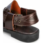 Brown Leather Material Cross Peshawari Chappal XWAY-7101