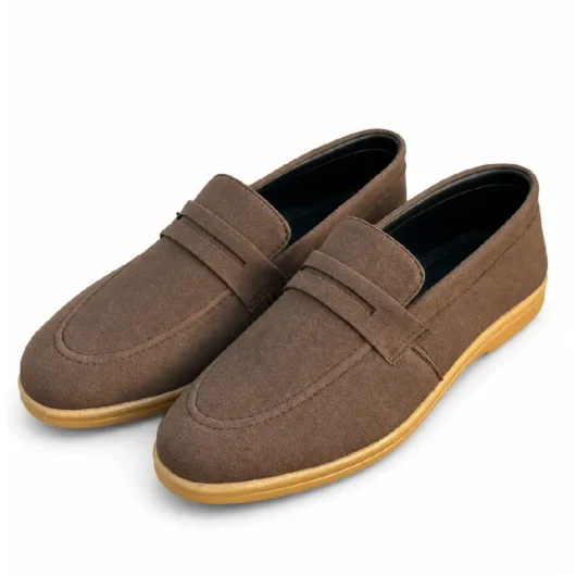 Brown Suede Leather Plain Loro Piana Shoes XWAY-1902