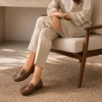 Ladies Brown Medicated Moccasin Shoes XWAY-81516