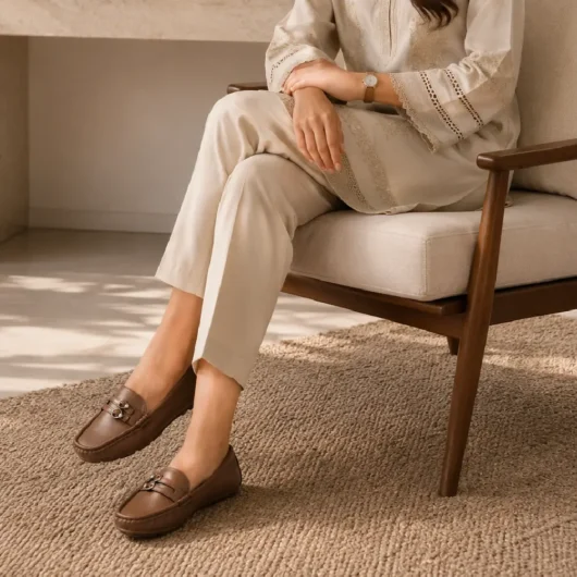 Ladies Brown Medicated Moccasin Shoes XWAY-81516