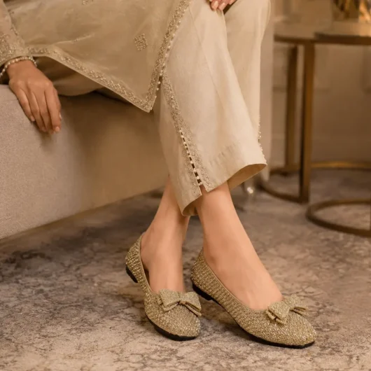 Women's Golden Bow Embellished Pumps XWAY-6323