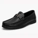 Black Leather Buckle Mocassins Shoes For Men XWAY-2059