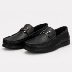 Black Leather Buckle Mocassins Shoes For Men XWAY-2059