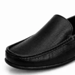 Black Leather Plain Moza Shoes For Men XWAY-1046