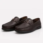 Brown Leather Buckle Mocassins Shoes For Men XWAY-2059