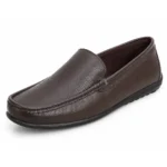 Brown Leather Plain Moza Shoes For Men XWAY-1046