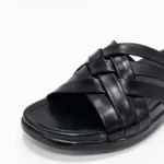 Men's Black Medicated Cross Strap Slipper XWAY-030